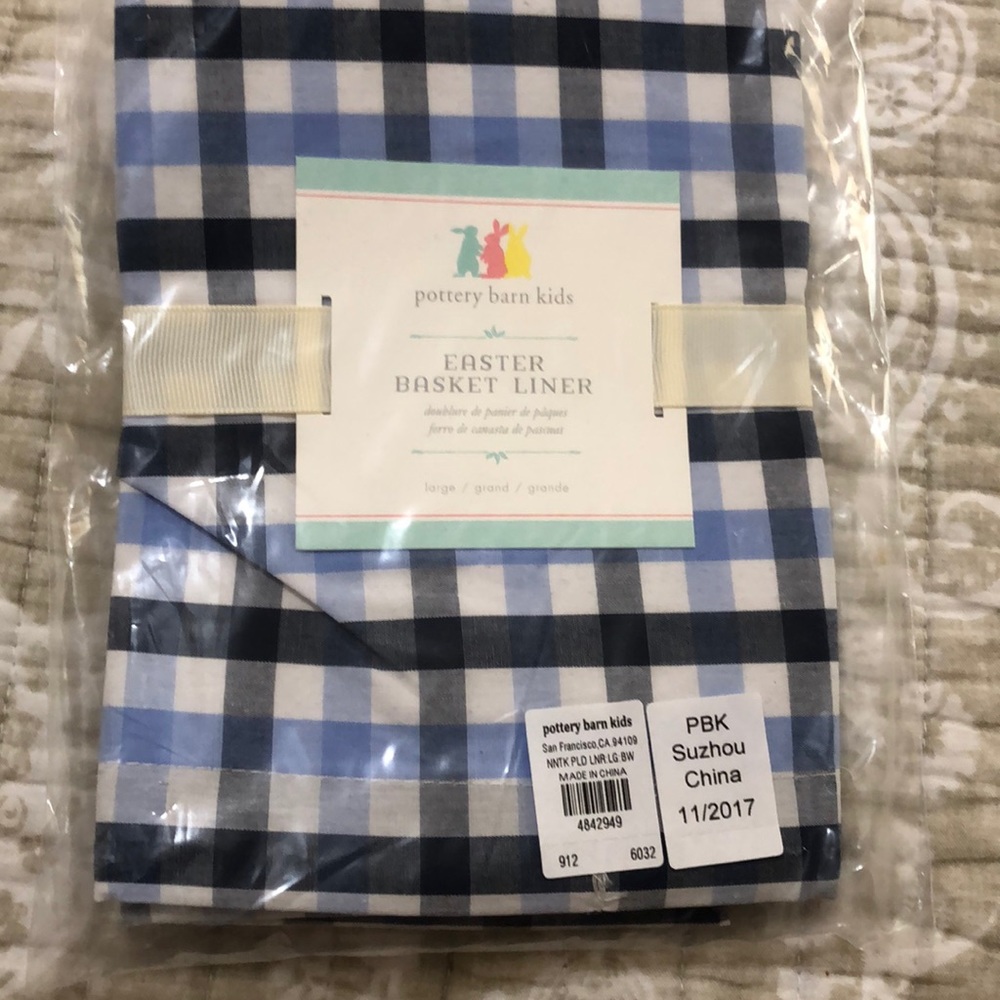 Pottery Barn Kids Easter Basket Liner - size large